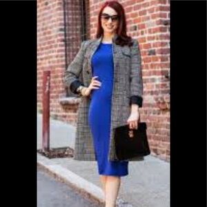 NWT Stella Luce Blue MIDI Bodycon dress short sleeve size M